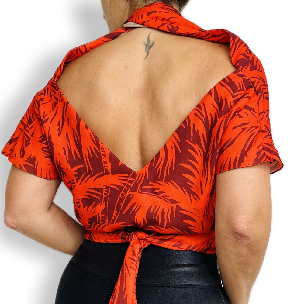 Johanna Ortiz Wrap Bkouse Tonal Palm Print - Picture 3 of 14